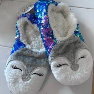 Target Blue Sequin Cozy Animal Slippers